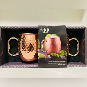 New Oggi Copper and Gold Hammered Mugs